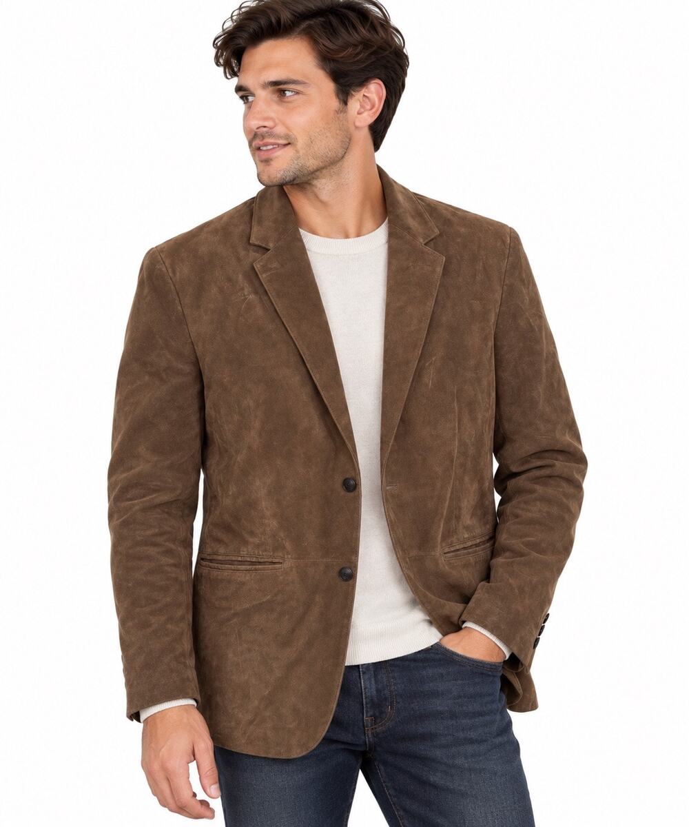 Leather Blazer Men’s 42R Brown Genuine Leather Sport Coat Western Cabela’s